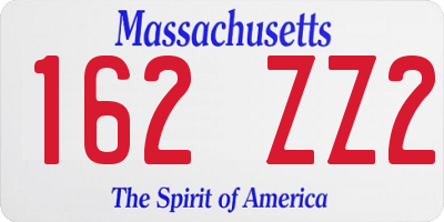 MA license plate 162ZZ2
