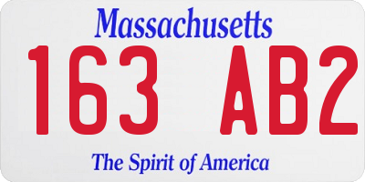 MA license plate 163AB2