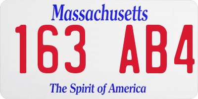 MA license plate 163AB4