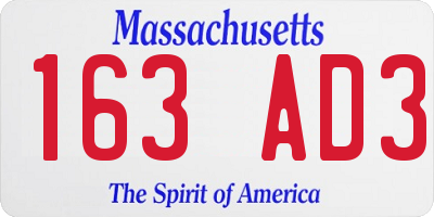 MA license plate 163AD3