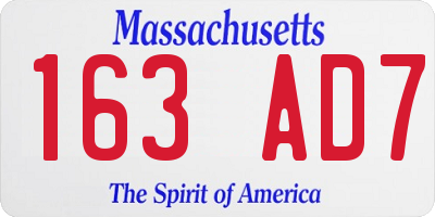 MA license plate 163AD7