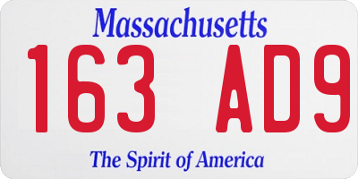 MA license plate 163AD9