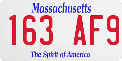 MA license plate 163AF9