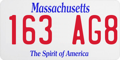 MA license plate 163AG8