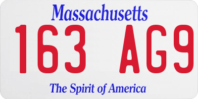 MA license plate 163AG9