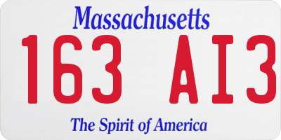 MA license plate 163AI3