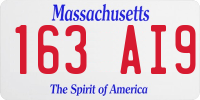 MA license plate 163AI9