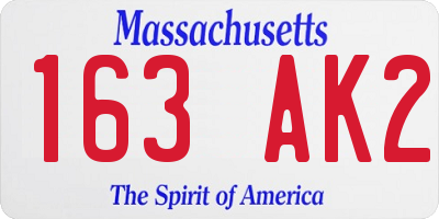MA license plate 163AK2