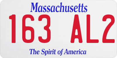 MA license plate 163AL2
