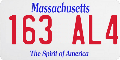 MA license plate 163AL4