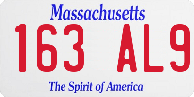MA license plate 163AL9