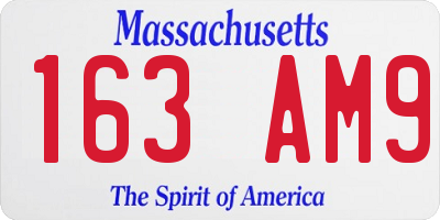 MA license plate 163AM9