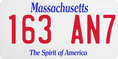 MA license plate 163AN7