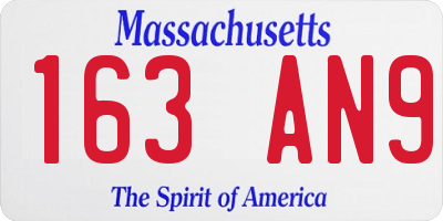 MA license plate 163AN9