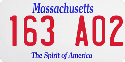 MA license plate 163AO2