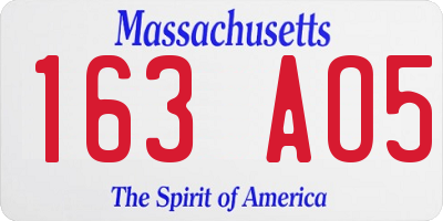 MA license plate 163AO5