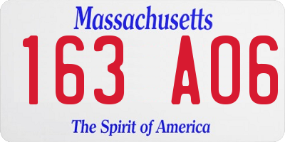 MA license plate 163AO6