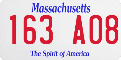 MA license plate 163AO8