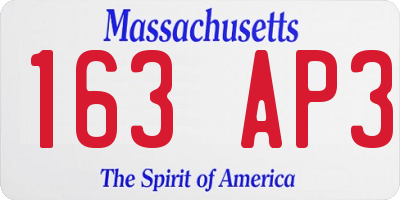 MA license plate 163AP3
