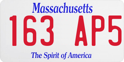 MA license plate 163AP5