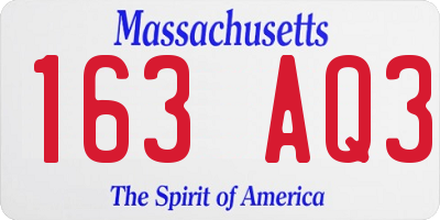 MA license plate 163AQ3