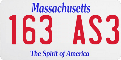 MA license plate 163AS3