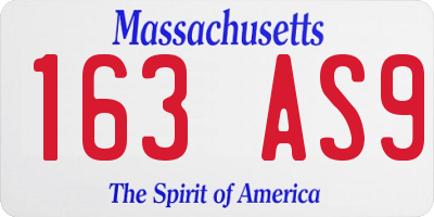 MA license plate 163AS9