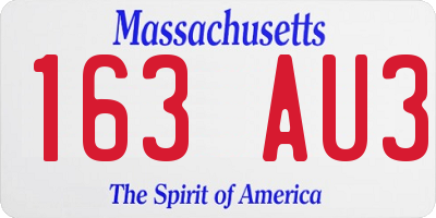 MA license plate 163AU3