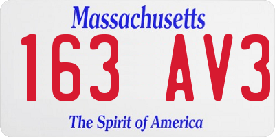 MA license plate 163AV3