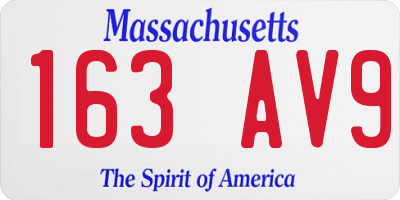 MA license plate 163AV9