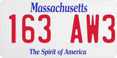 MA license plate 163AW3