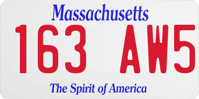MA license plate 163AW5