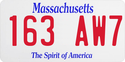 MA license plate 163AW7