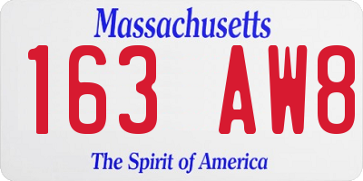 MA license plate 163AW8