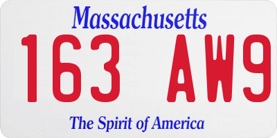 MA license plate 163AW9