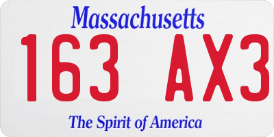 MA license plate 163AX3