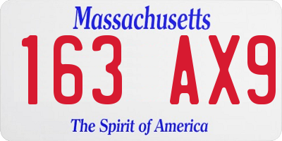 MA license plate 163AX9