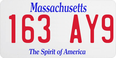 MA license plate 163AY9