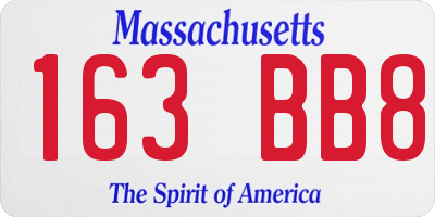 MA license plate 163BB8