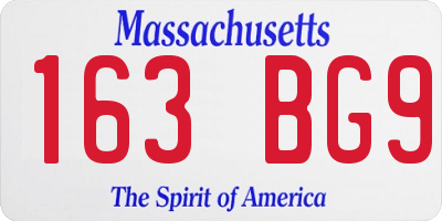 MA license plate 163BG9
