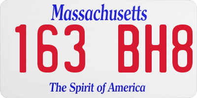 MA license plate 163BH8
