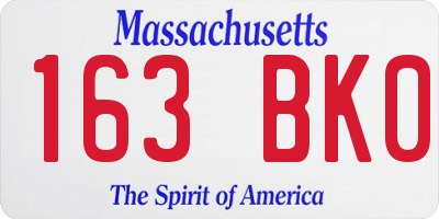 MA license plate 163BK0