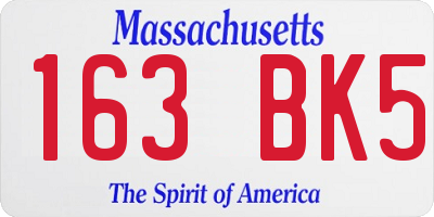 MA license plate 163BK5
