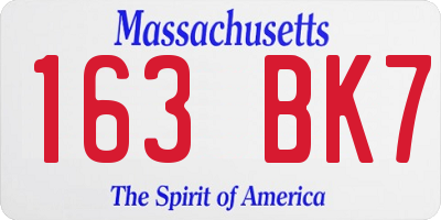 MA license plate 163BK7