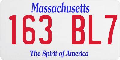 MA license plate 163BL7