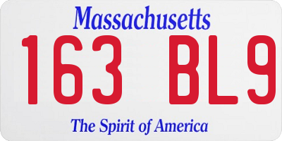 MA license plate 163BL9
