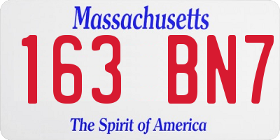 MA license plate 163BN7