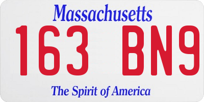 MA license plate 163BN9