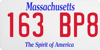MA license plate 163BP8