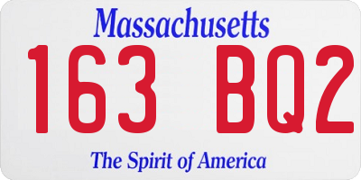 MA license plate 163BQ2